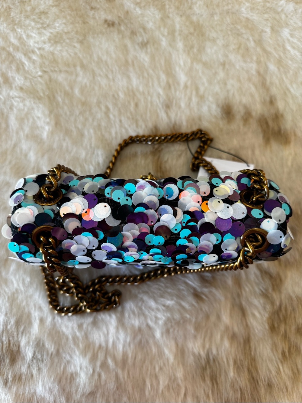 NWT Kurt Geiger London Mini Brixton blue & silver sequin crossbody bag - Picture 8 of 11